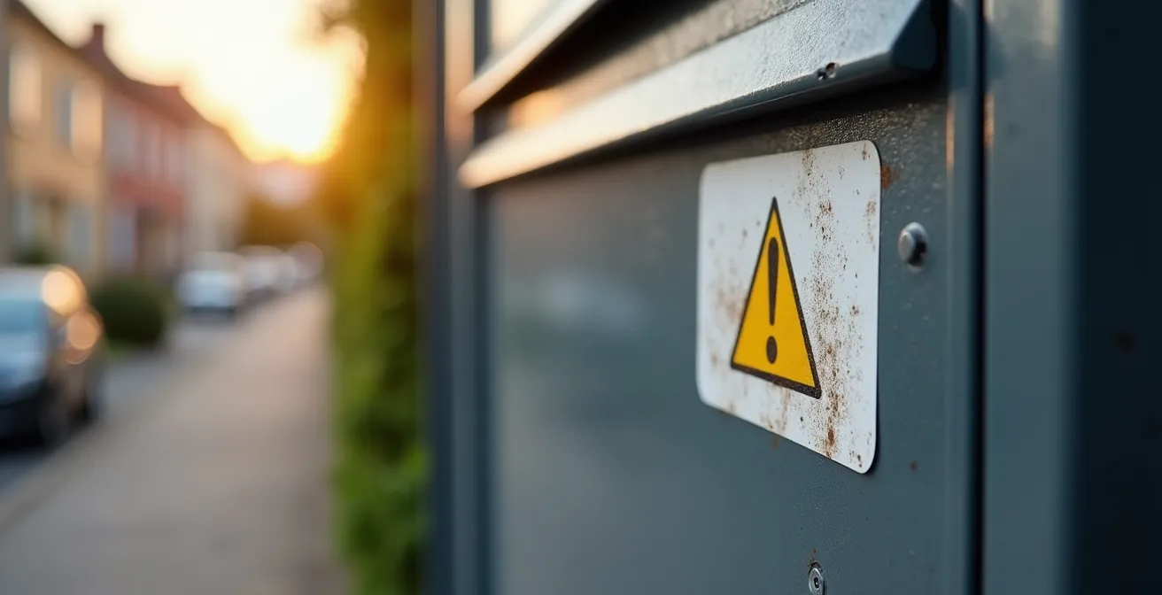 Gros plan sur une boîte aux lettres française avec autocollant de sécurité professionnel