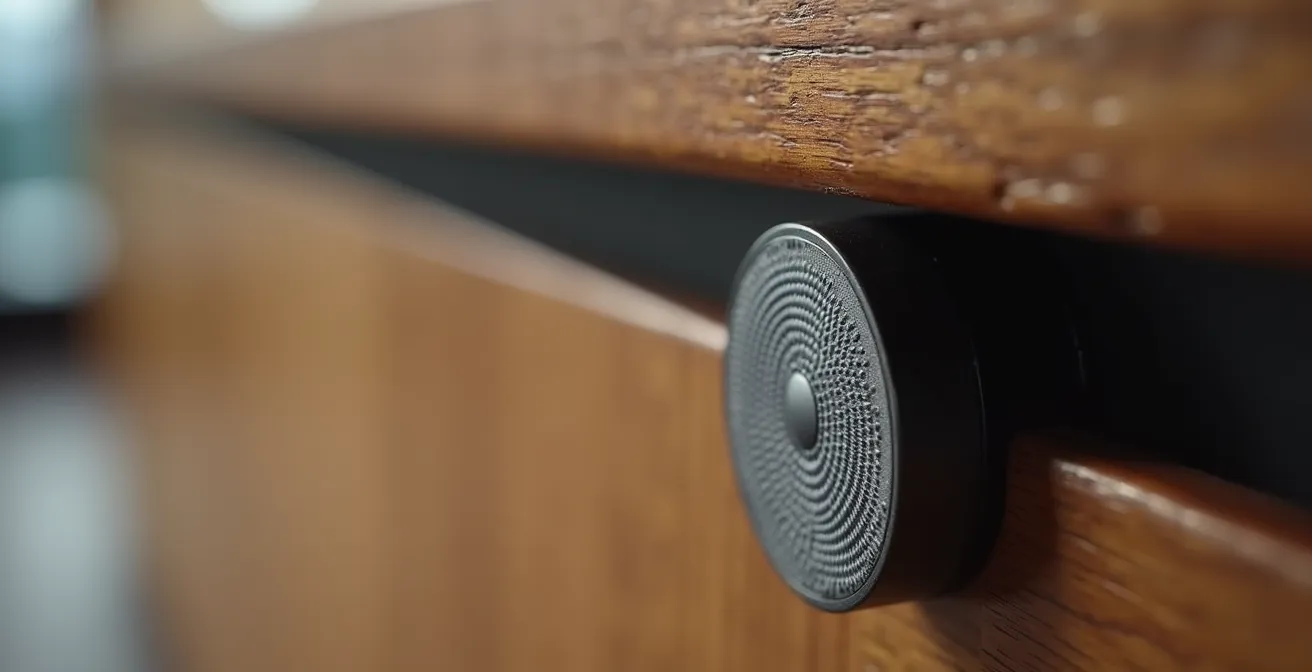 Installation discrète d'un bouton panique sous comptoir commercial